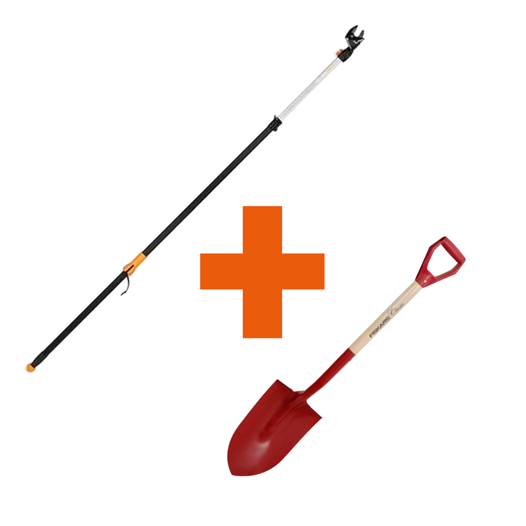 Набір Fiskars: Гілкоріз телескопічний UPN86 + Лопата садова штикова Classic FSC — фото