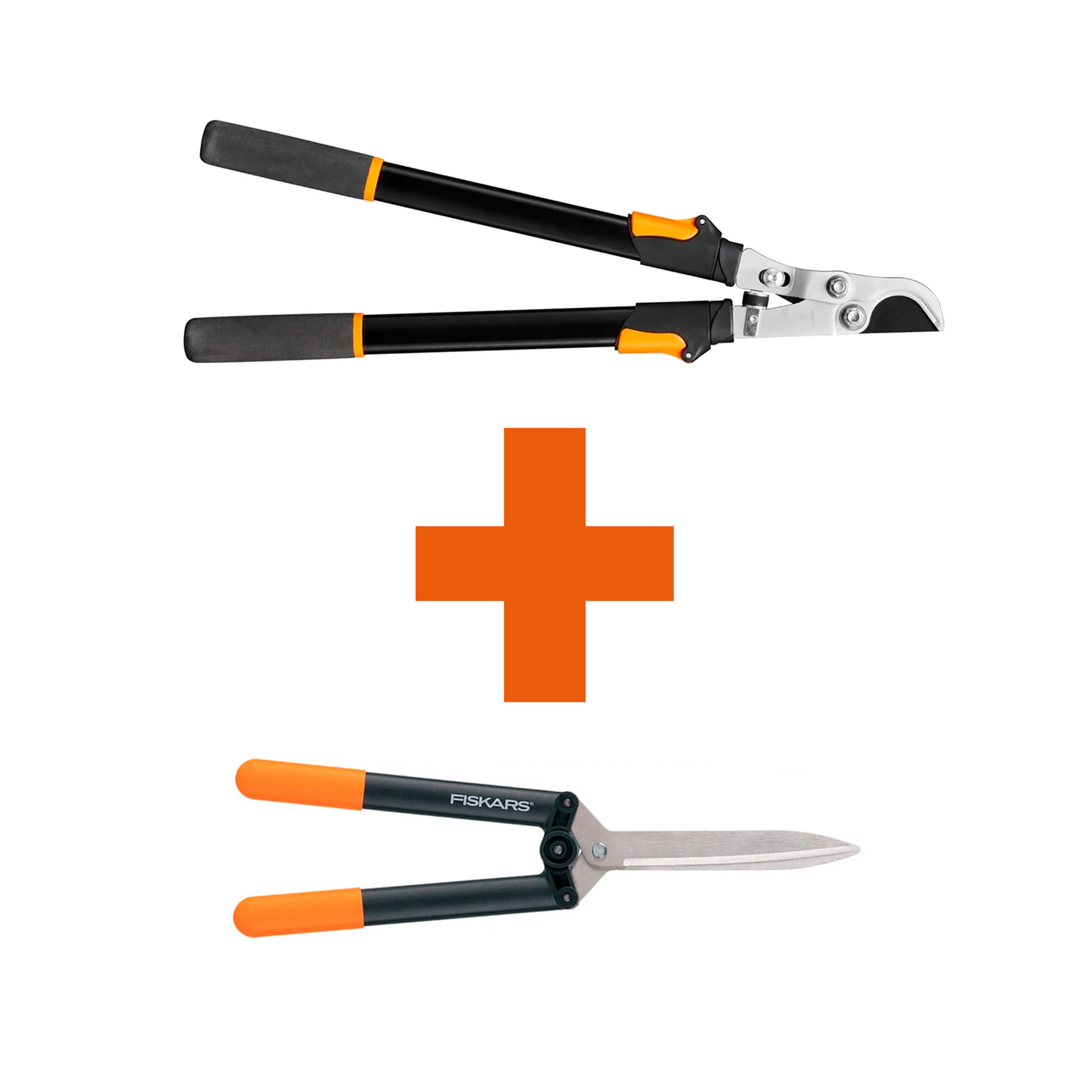 Набір Fiskars: Гілкоріз площинний телескопічний Fiskars Solid L13 + Ножиці для кущів Solid HS21 — фото