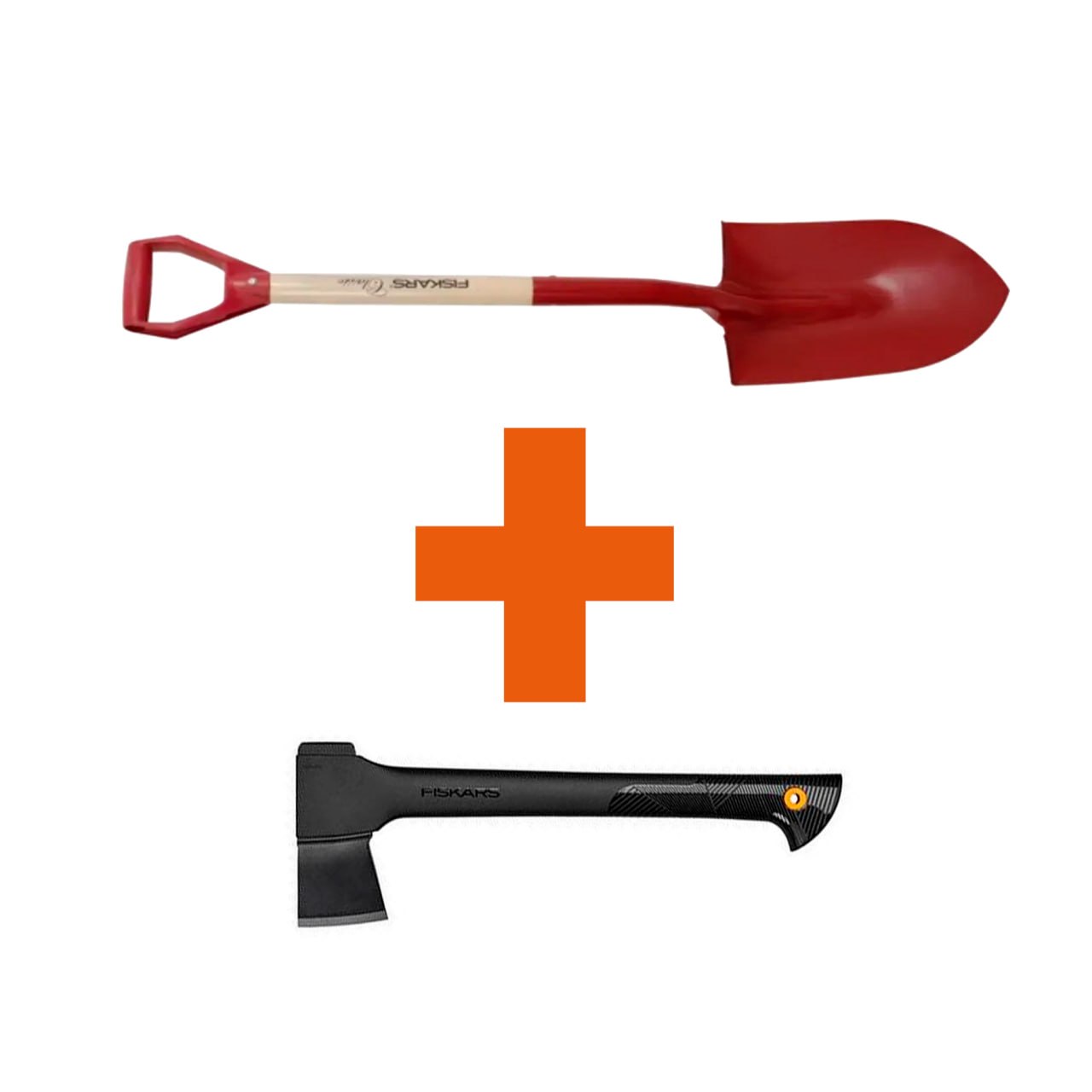 Набір Лопата садова штикова Fiskars Classic FSC+ Сокира теслярська Fiskars Solid A10 — фото