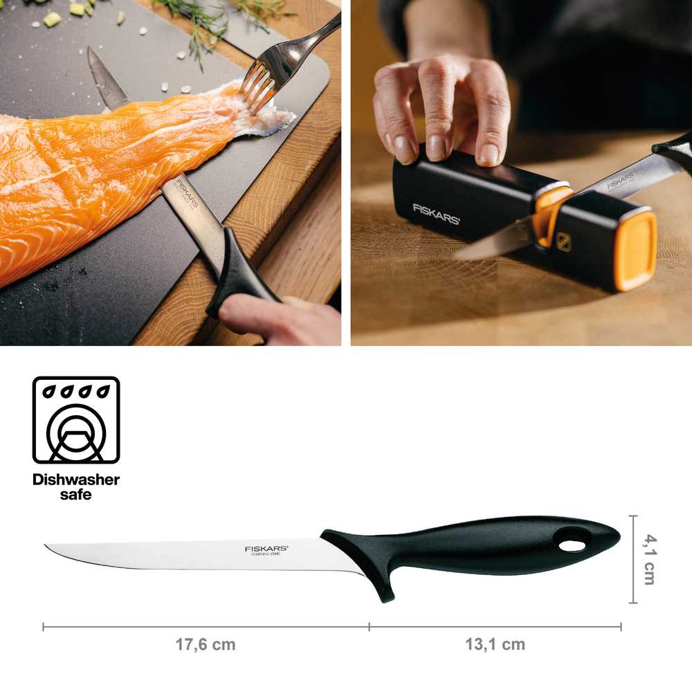 Ніж філейний Fiskars Essential, 18 см (1065567) — мініатюра 3