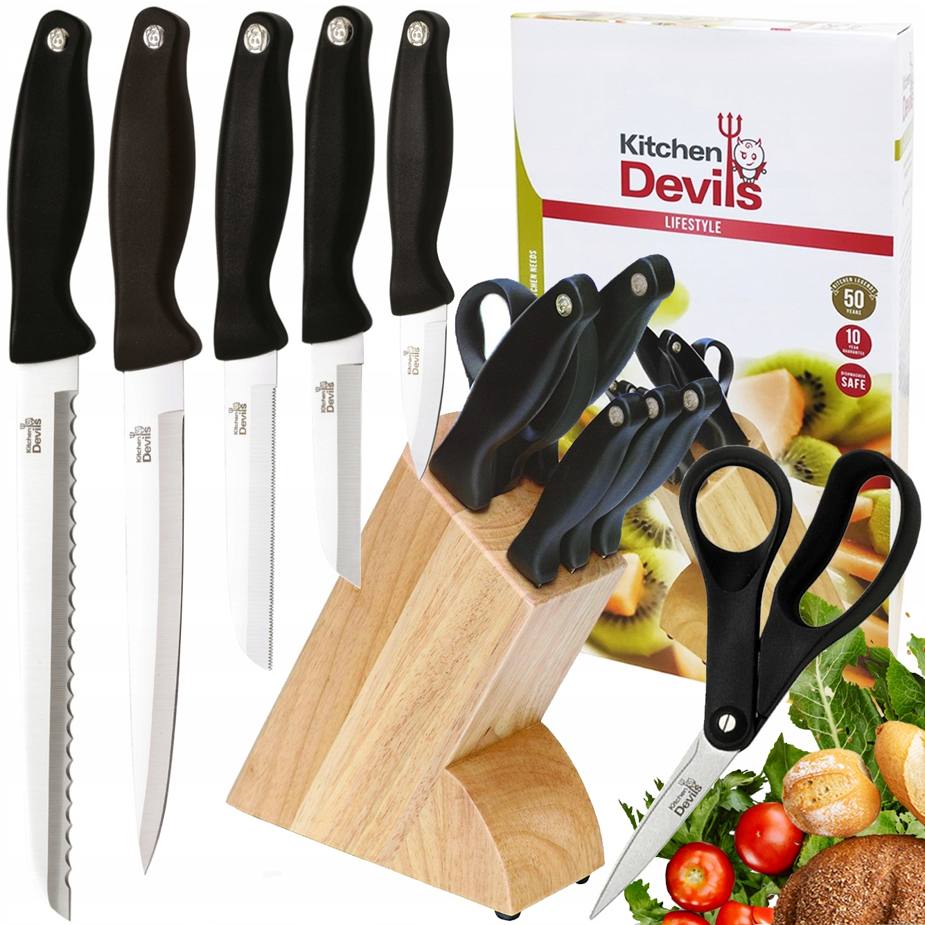 Набір ножів в деревяному блоці FISKARS Kitchen Devil (1000773) — мініатюра 2